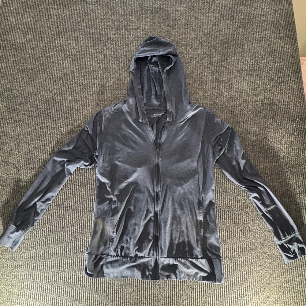 Columbia Women S Full Zip Hoodie Thumb Holes Athletic Lightweight Jacket Running
